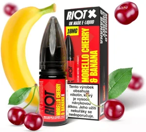  Liquid RIOT X Salt Morello Cherry & Banana (Kyselá višeň a banán) 10ml-20mg 