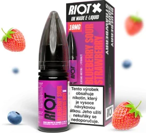  Liquid RIOT X Salt Blueberry Sour Strawberry (Kyselá borůvka a jahoda) 10ml-20mg 